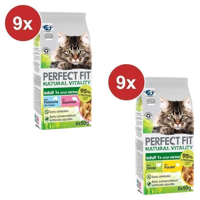 Meilleurs prix pour PERFECT FIT Natural Vitality 108 Repas pour chat Poissons + Volailles 50 g