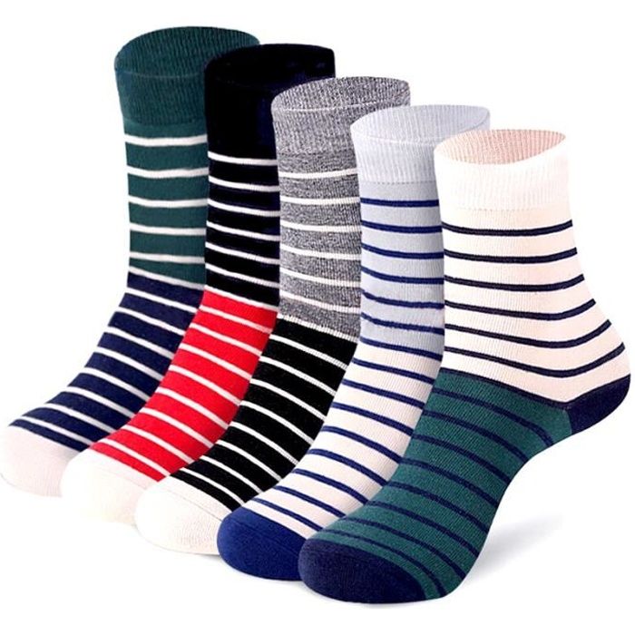 Chaussettes Pour Homme Coton Rayées Multicolores Lot de 6 Taille 43-46 –  Veluncia