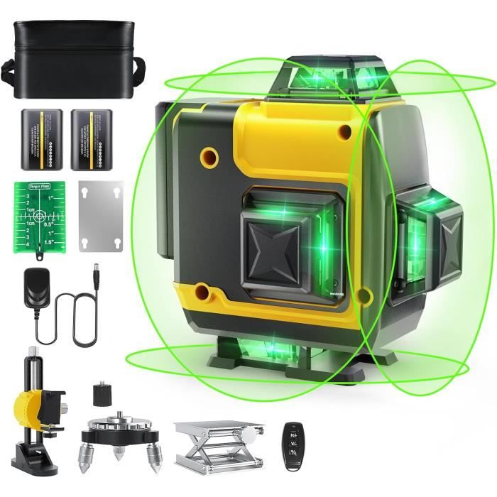TONYSA Niveau laser vert 4x360°,16 Lignes 4D Laser Auto-Nivelant