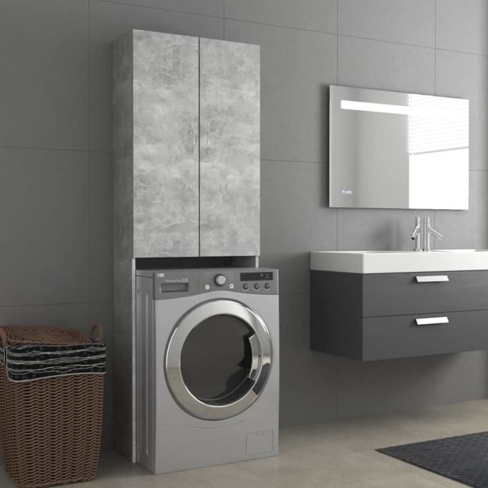 Meuble Machine à Laver TRESICE 64x50x98cm - Étagère Gris Anthracite Rangement Gain De Place Petit Espace Meuble Machine à Laver TRESICE 64x50x98cm - Étagère Gris Anthracite Rangement Gain De Place Petit Espace