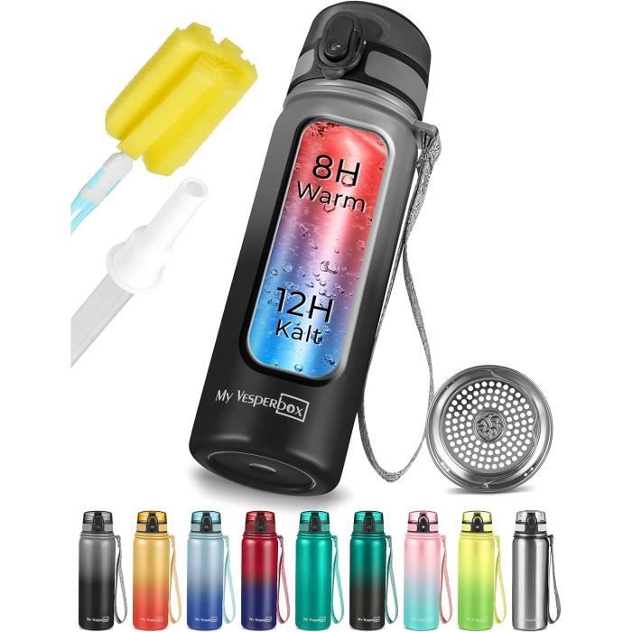 My Vesperbox Minny Gourde anti-fuite pour enfant, avec paille ou passoire, 350 ml, 500 ml, 750 ml, bouteille d'eau légère en Tritan, sans BPA, pour la maternelle, l'école (violet-vert, 500 ml My Vesperbox Minny Gourde anti-fuite pour enfant, avec paille ou passoire, 350 ml, 500 ml, 750 ml, bouteille d'eau légère en Tritan, sans BPA, pour la maternelle, l'école (violet-vert, 500 ml