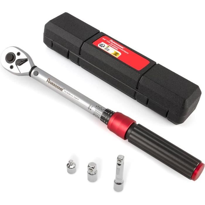 DEKOPRO Clé Dynamométrique 3/8" Avec 24 Dents, Clé Dynamométrique 13,6-108,5 Nm,Précision D'étalonnage ±4%,clé Dynamométrique Pour Roues De Voitures, Motos Et Camions