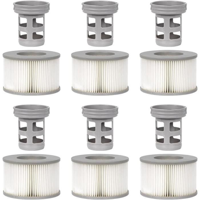 WuYan Lot de 2 Accessoires de Spa pour MSP, Comprend 2 adaptateurs de Base à Visser de Rechange, 2 filtres de Piscine gonflables à Ressort, Filtre de Piscine de Type Spa ondulé