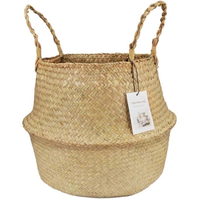 Panier En Jonc De Mer Pliable Vintage - Rangement Déco Style Campagne, Plusieurs Tailles Avec Poignées - 6