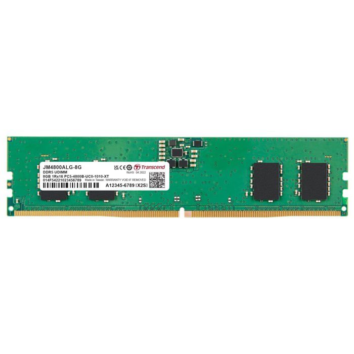 Transcend JetRAM DDR5 module 8 Go DIMM 288 broches 4800 MHz / PC5 38400 CL40 1.1 V mémoire sans tampon on die ECC - vue 2