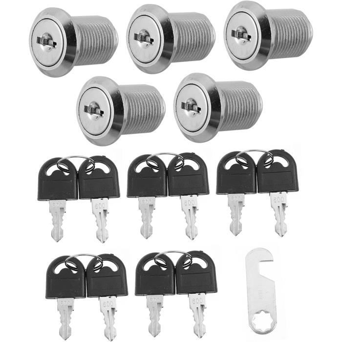 Lot De 9 Serrures CompX National C8735 Pour Boîte Aux Lettres - Nickel Brillant - Clés Différentes