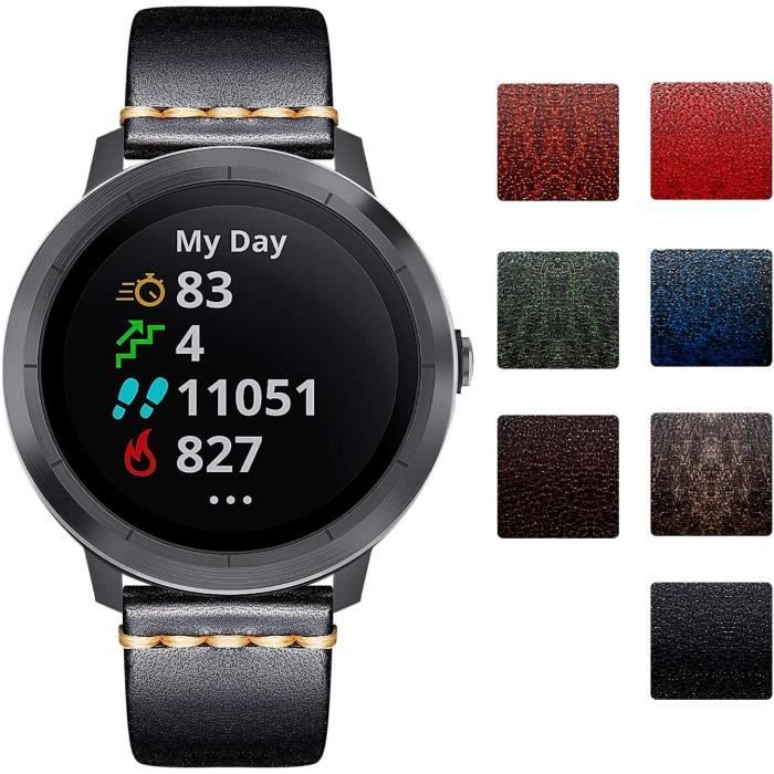 Bracelet Montre Cuir Véritable Rembourré Grainé Bordeaux 18mm 20mm 22