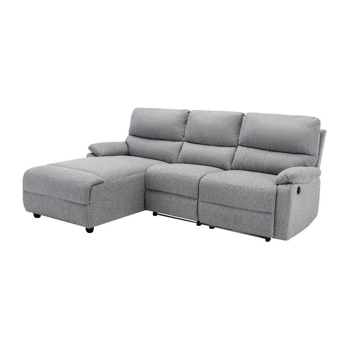 Canapé dangle gauche relax électrique en tissu gris clair LUNANO