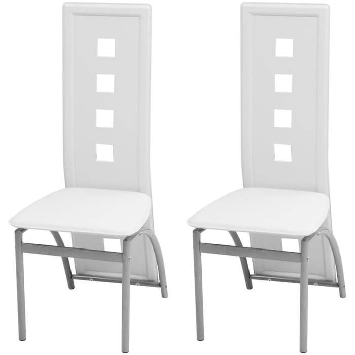 vidaXL 2x Chaise de Salle à Manger Cuir Artificiel Blanc Chaises de Cuisine 243646