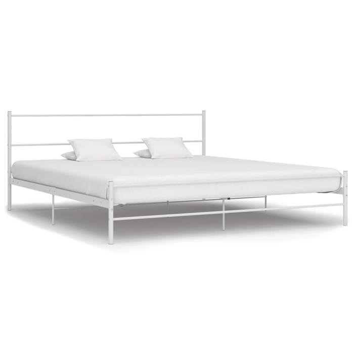 vidaXL Cadre de lit sans matelas et tête de lit blanc métal 160x200 cm 284696