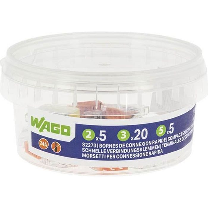 WAGO - Pot de 30 bornes de connexion automatique S2273 2,3 et 5 entrées