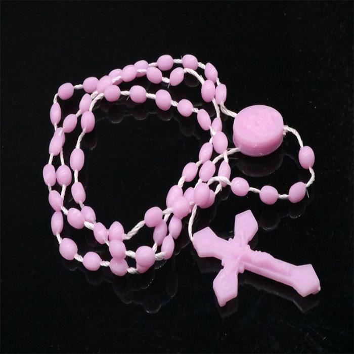 Bijou Religieux Collier Chapelet Catholique FaithHeart - Croix Et Médaille Vierge Marie En Acier Inoxydable Bible De Jerusalem