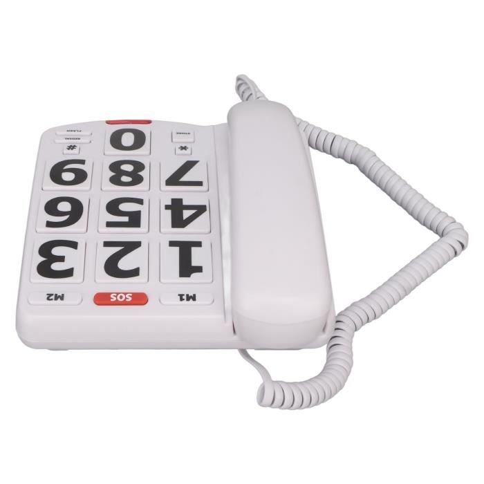 Téléphone fixe à gros boutons - Blanc
