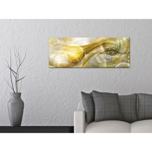 Tableau Abstrait 5 Pièces Sur Toile – Décoration Murale Jaune Et Gris – 160cm X 75cm