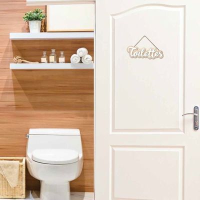 Plaque De Porte WC Autocollante Noire - Acrylique, 15x10 Cm Ou 23x12,5 Cm - Décoration Toilettes, Design Moderne