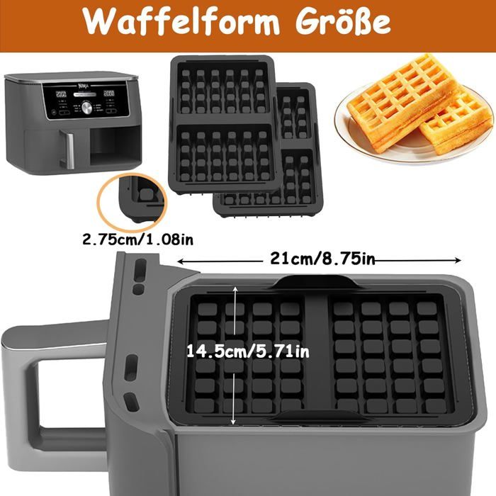 2 Inserti Per Waffle In Silicone Per Friggitrice Ad Aria Ninja