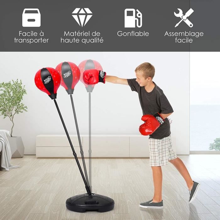 GYMAX Punching Ball avec Hauteur Réglable, Sac de Frappe sur Pied