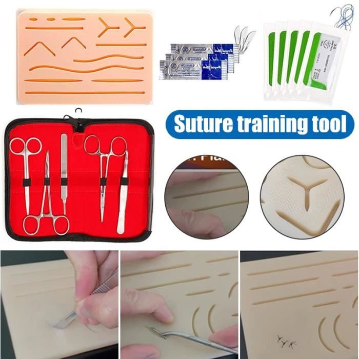 TIREOW Kit De Pratique De Suture Kits D'outils De Coussin De Formation en  Silicone Médical pour Suture De La Peau Humaine, Outil De Simulation De