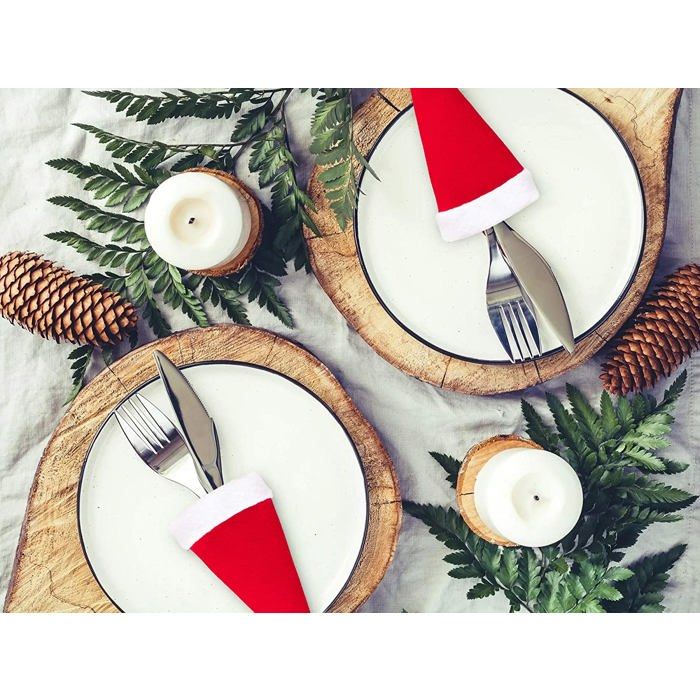 Lot De 10 Bonnets De Noël Rouges – Décoration De Table, Unisexe, Réutilisables