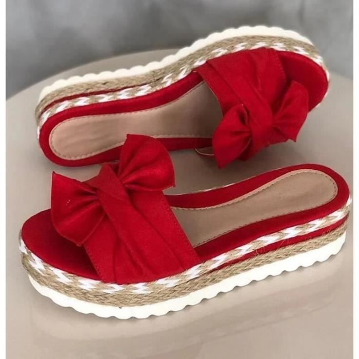 Sandales sales plateforme rouge