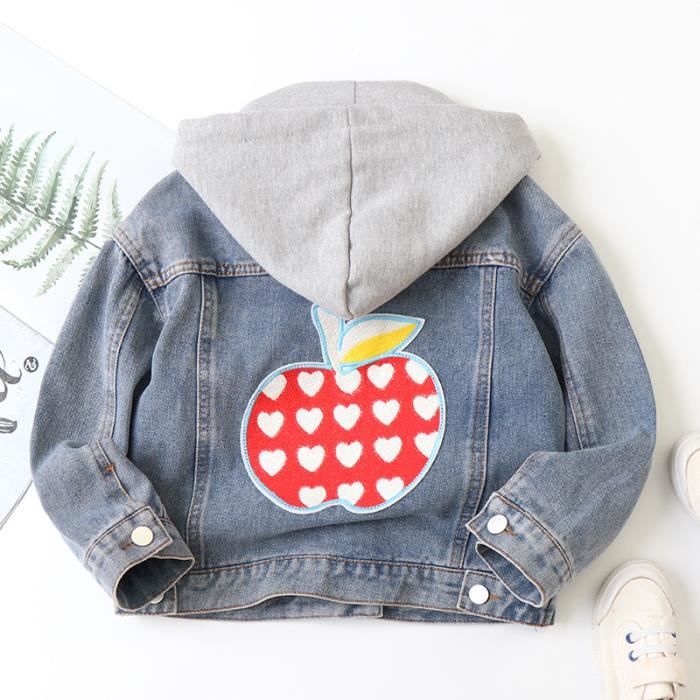 Veste en jean avec capuche amovible et dos fantaisie pour fille