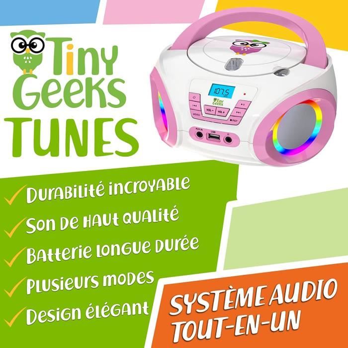TinyGeeks Tunes Kids Lecteur CD Enfant NOUVEAUTé 2023 + Radio FM + Piles  incluses + Lecteur CD Radio Mignon avec Haut-parleurs 23 - Cdiscount TV Son  Photo