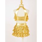 Robe De Danse Scintillante Paillettes Latin Pour Filles 5-13 Ans - Adigau Avec Gants Inclus