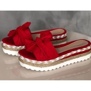 sandales compensées rouge femme