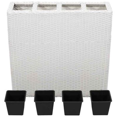 vidaXL Lit surélevé de jardin avec 4 pots Résine tressée Noir