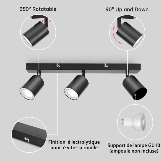 Plafonnier 3 Spots Orientables GU10 "Nexus-3