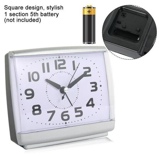 Réveil Analogique Silencieux - Sans Tic-Tac, Fonction Snooze, Veilleuse - Portable Pour Chambre, Voyage