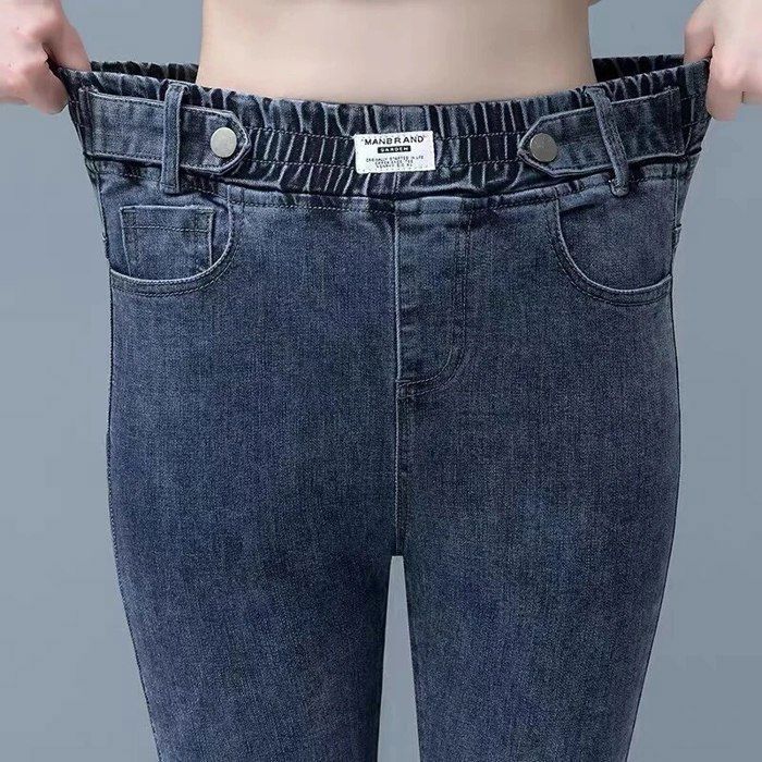 Jean skinny taille haute pour femme pantalon en denim leggings moulants crayon decontracte grande taille 26 34 Blue grey E Blanc Cdiscount Pret a Porter