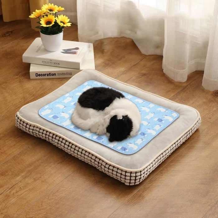 Tapis Rafraîchissant Pour Chien Et Chat 70x55cm - Tissu Auto-refroidissant Bleu - Réutilisable, Lavable - Pour Canapé, Sol, Voiture
