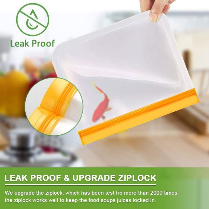 8 Sacs Nourriture en Silicone Sandwich Congélation Réutilisables Stockage Aliments Sacs Alimentaires de Rangement pour Légumes Lait Collations Viandes | Leroy Merlin