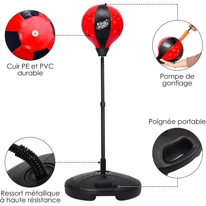 GYMAX Punching Ball Enfant R glable en Hauteur 81 122 CM Sac de