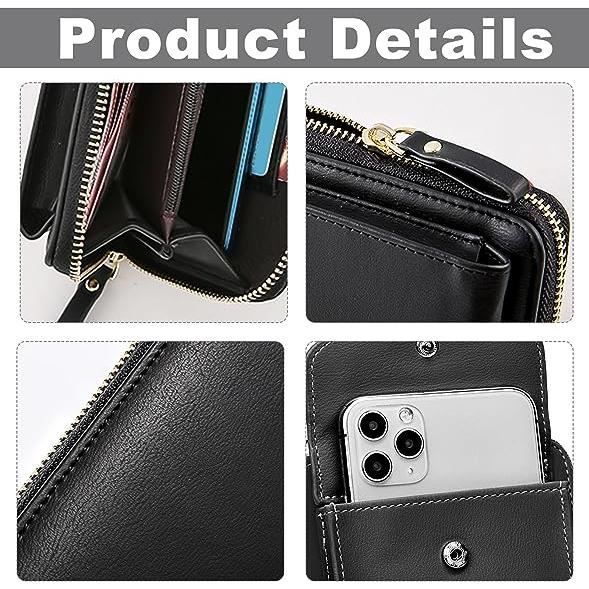 Sac Portefeuille Femme Cuir Avec Blocage RFID - Pochette Bandoulière Pour Téléphone, Cartes Et Argent