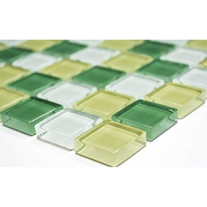 Plaque De Mosaïque Verre Translucide, Baguette Cristal Coup Vert, Référence 77-0508_b