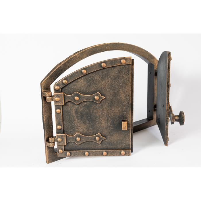 Porte Four Droitier 37x31 Cm SEZAM Porte De Four Double En Fonte Avec Thermomètre 500 °C Avec Loquet Porte Four Fonte Pizza