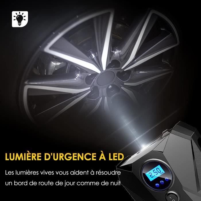 Gonfleur De Pneus , Compresseur d'Air Electrique 12v Avec Lumières LED -  pour voiture, vélo, moto ..