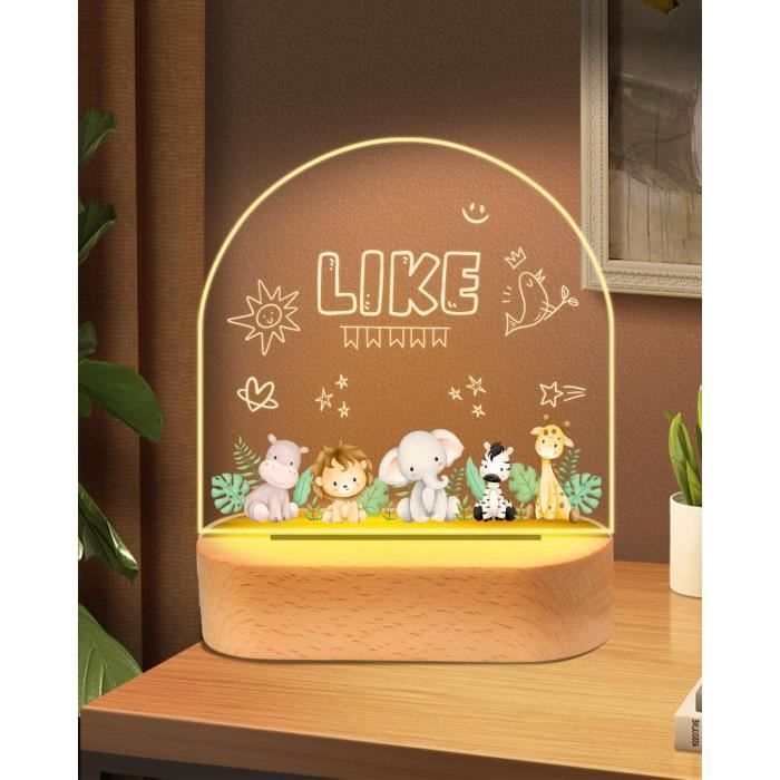 Veilleuse Personnalisable Pour Baptême - Lampe De Chevet Avec Photo Et Texte - Cadeau Bébé Fille Ou Garçon - 11