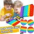 Fidget Toy Pop Push Pop,  Arc-en-Ciel Sensorielle Fidget Jouet Coloré pour  Anti-Stress, Squeeze Sensory Toy pour Enfants Fille Garç-3