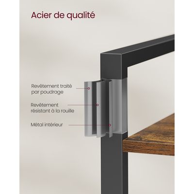 VASAGLE Étagère Échelle Inclinée 5 Niveaux - Porte-Serviettes Style Industriel Marron Rustique Et Noir