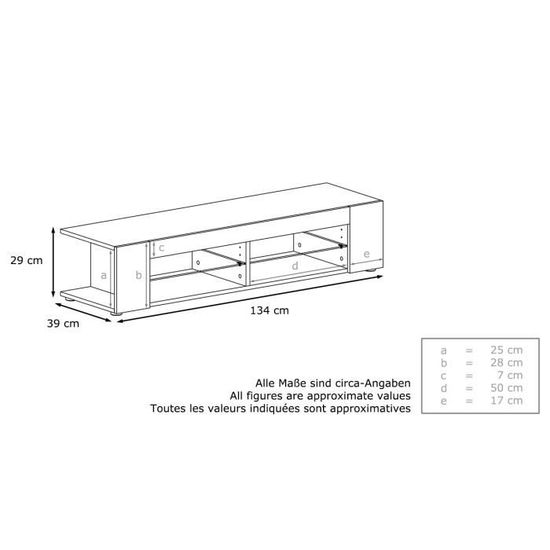 Vladon Meuble TV Armoire Basse Movie Corps en Noir Mat//Façades en Aspect Béton Oxyde avec l/'éclairage LED en Bleu