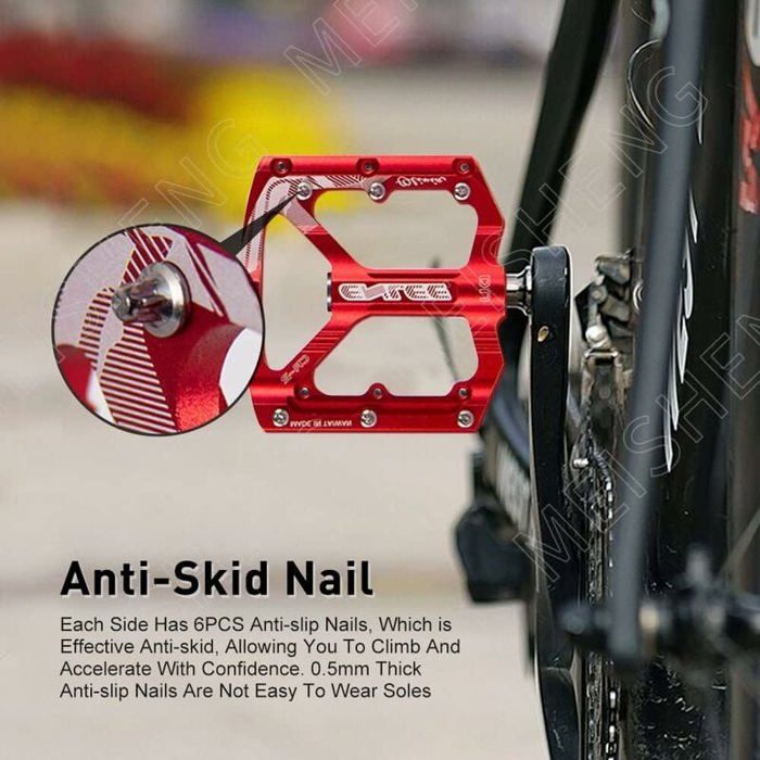 Pédales Plates VTT WEST BIKING – Aluminium, 3 Roulements Scellés, Paire 9/16