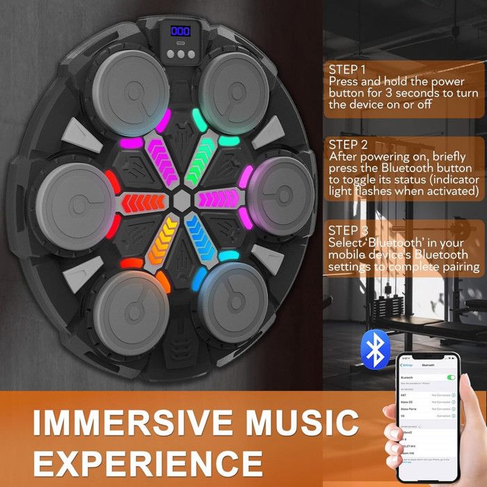 Playtastic Machine De Boxe Rechargeable Pour Enfant – Bluetooth, 3 Vitesses, LEDs, Gants Inclus – Musique Et Sport En Un Seul Jeu