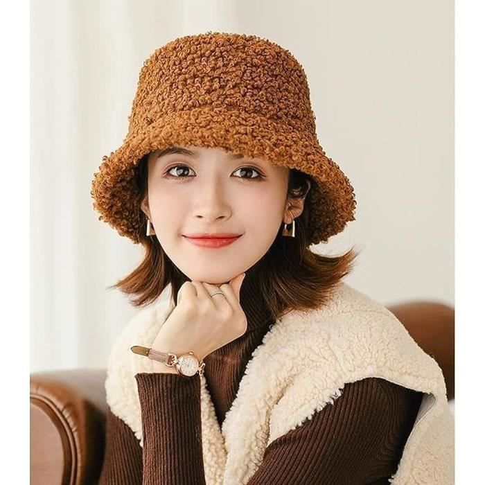 Bob Chapeau De Pêcheur En Peluche Femme Chapeau Hiver Chaud