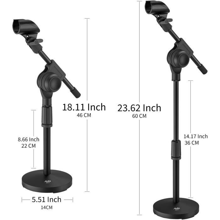 Pied de Micro Table Bureau Support Microphone Hauteur Réglable 22-36 cm  avec Adaptateur 5-8 vers 3-8[O48] - Cdiscount TV Son Photo