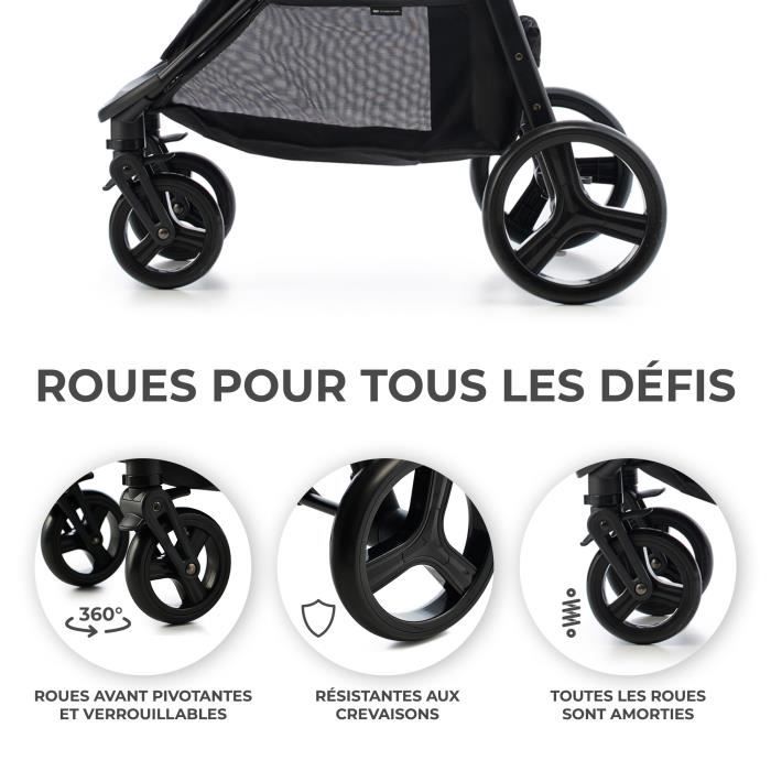 Poussette citadine - KINDERKRAFT - RINE - pliage facile - roues increvables  - classic black - Cdiscount Puériculture & Eveil bébé