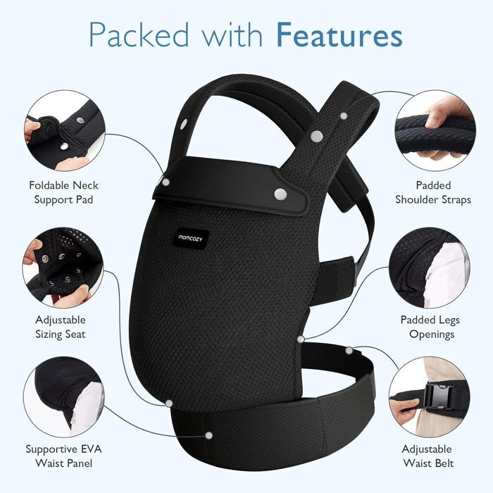 Porte-bébé Hanche Réglable En Maille Respirante - Pour Nouveau-nés Jusqu'à 20 Kg (3-36 Mois), Noir - 2
