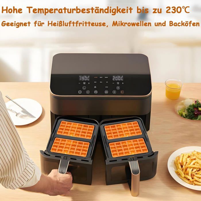 2 Stampi Per Waffle Belga In Silicone Per Airfryer, Riutilizzabili, 21x14,5 Cm, Accessori Per AF300EU/400EU - 4